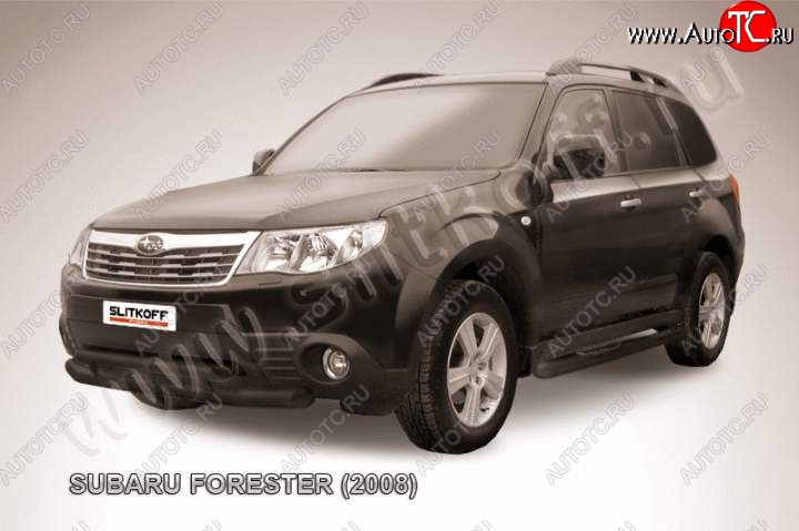 11 299 р. Защита переднего бампер Slitkoff  Subaru Forester  SH (2008-2013) (Цвет: серебристый)  с доставкой в г. Йошкар-Ола