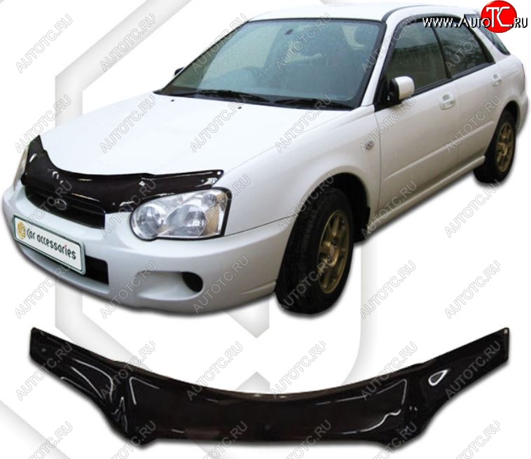 2 099 р. Дефлектор капота (GD2, GDA) CA-Plastiс  Subaru Impreza ( GD,  GG) (2002-2005) седан 1-ый рестайлинг, хэтчбэк 1-ый рестайлинг (Classic черный, Без надписи)  с доставкой в г. Йошкар-Ола