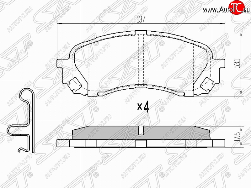 1 259 р. Колодки тормозные (передние) SAT (Китай)  Subaru Forester  SH - Impreza ( GE,  GH)  с доставкой в г. Йошкар-Ола