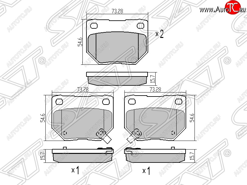 1 239 р. Колодки тормозные SAT (задние)  Subaru Impreza ( GD,  GG) (2000-2007) седан дорестайлинг, хэтчбэк дорестайлинг, седан 1-ый рестайлинг, хэтчбэк 1-ый рестайлинг, седан 2-ой рестайлинг, хэтчбэк 2-ой рестайлинг  с доставкой в г. Йошкар-Ола