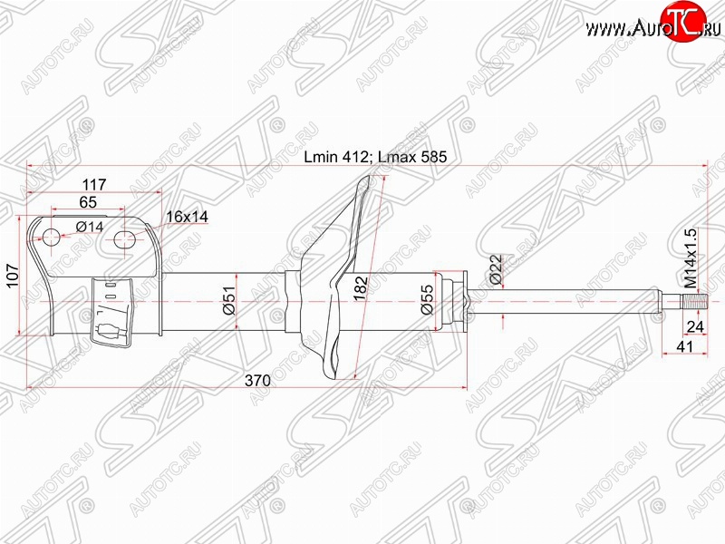 3 599 р. Правый амортизатор передний SAT Subaru Impreza GC седан (1992-2000)  с доставкой в г. Йошкар-Ола