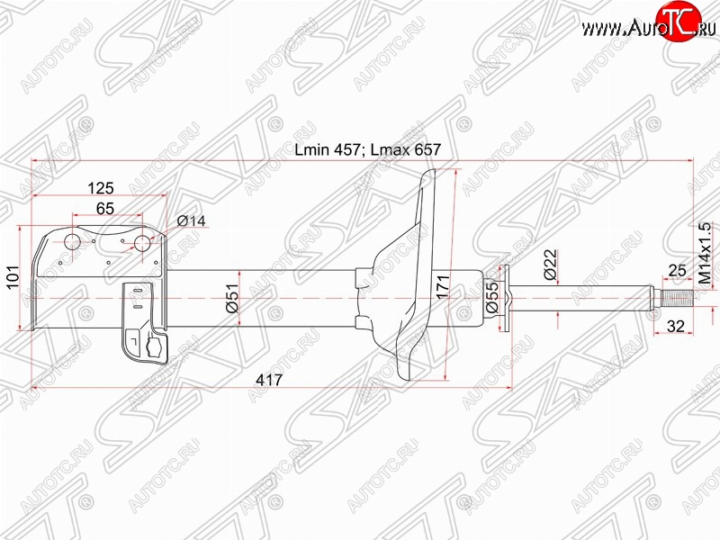 4 649 р. Левый амортизатор задний 4WD SAT Subaru Impreza GC седан (1992-2000)  с доставкой в г. Йошкар-Ола