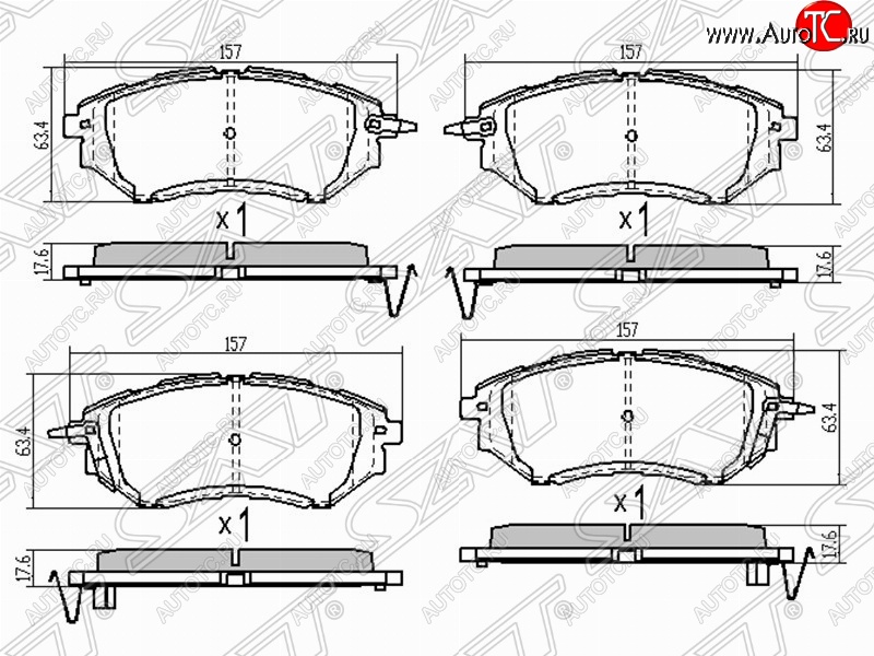 1 579 р. Колодки тормозные (передние) SAT Subaru Legacy BL/B13 дорестайлинг седан (2003-2006)  с доставкой в г. Йошкар-Ола