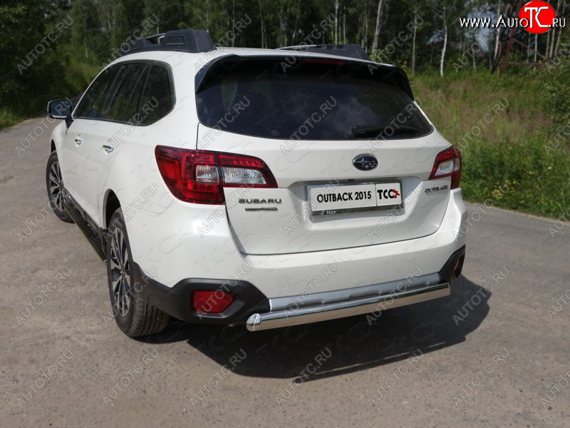 16 299 р. Защита заднего бампера (овальная) ТСС (нержавейка d 75х42 мм)  Subaru Outback  BS/B15 (2014-2021) дорестайлинг универсал, рестайлинг универсал  с доставкой в г. Йошкар-Ола