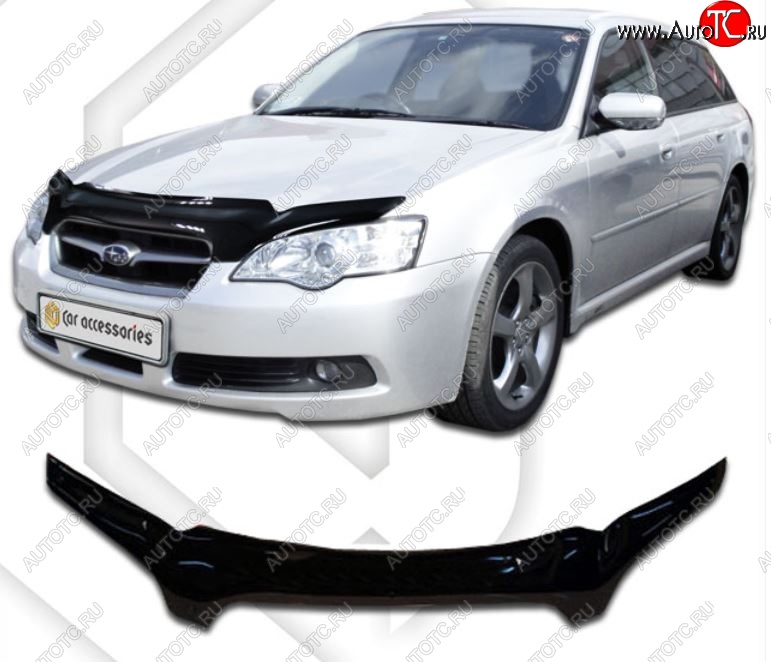 2 099 р. Дефлектор капота CA-Plastiс  Subaru Outback  BP (2003-2006) дорестайлинг универсал (Classic черный, Без надписи)  с доставкой в г. Йошкар-Ола