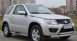 18 999 р. Защита переднего бампера (2 трубыØ76 и 42 мм, нержавейка) SLITKOFF  Suzuki Grand Vitara  JT (2012-2016) 3 двери 2-ой рестайлинг  с доставкой в г. Йошкар-Ола. Увеличить фотографию 2