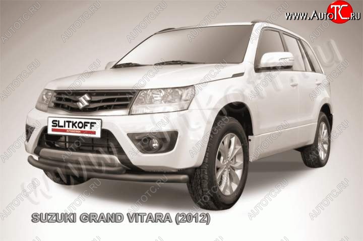 8 199 р. Защита переднего бампер Slitkoff  Suzuki Grand Vitara ( JT 5 дверей,  JT) (2012-2016) 2-ой рестайлинг, 3 двери 2-ой рестайлинг (Цвет: серебристый)  с доставкой в г. Йошкар-Ола