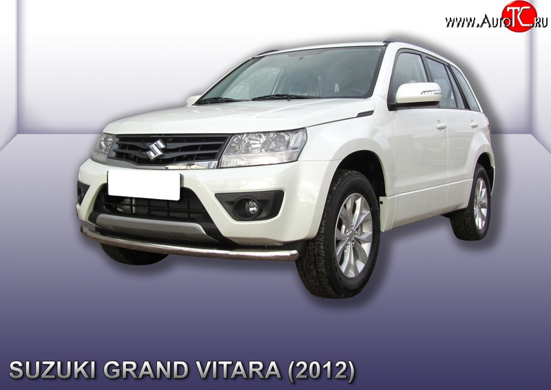 10 849 р. Одинарная защита переднего бампера из трубы диаметром 57 мм Slitkoff Suzuki Grand Vitara JT 5 дверей 2-ой рестайлинг (2012-2016) (Цвет: нержавеющая полированная сталь)  с доставкой в г. Йошкар-Ола