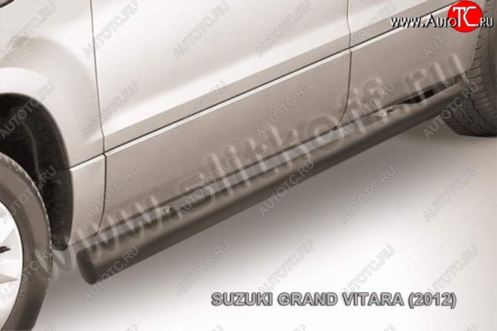 10 599 р. Защита порогов Slitkoff Suzuki Grand Vitara JT 5 дверей 2-ой рестайлинг (2012-2016) (Цвет: серебристый)  с доставкой в г. Йошкар-Ола