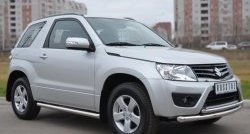 14 849 р. Защита порогов из круглой трубы диаметром 63 мм (3 дв.) Russtal Suzuki Grand Vitara JT 3 двери 2-ой рестайлинг (2012-2016) (Защита порогов с со скосами на торцах (вариант 1))  с доставкой в г. Йошкар-Ола. Увеличить фотографию 3