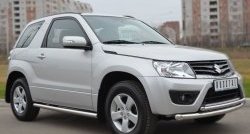 14 849 р. Защита порогов из круглой трубы диаметром 63 мм (3 дв.) Russtal Suzuki Grand Vitara JT 3 двери 2-ой рестайлинг (2012-2016) (Защита порогов с со скосами на торцах (вариант 1))  с доставкой в г. Йошкар-Ола. Увеличить фотографию 9