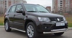 14 849 р. Защита порогов из круглой трубы диаметром 63 мм (5 дв.) Russtal Suzuki Grand Vitara JT 5 дверей 2-ой рестайлинг (2012-2016) (Защита порогов с со скосами на торцах (вариант 1))  с доставкой в г. Йошкар-Ола. Увеличить фотографию 4