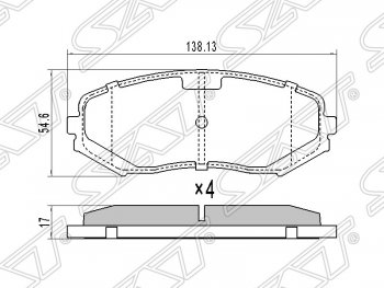 1 059 р. Колодки тормозные SAT (передние) Suzuki Escudo 3 дорестайлинг (2006-2008)  с доставкой в г. Йошкар-Ола. Увеличить фотографию 1