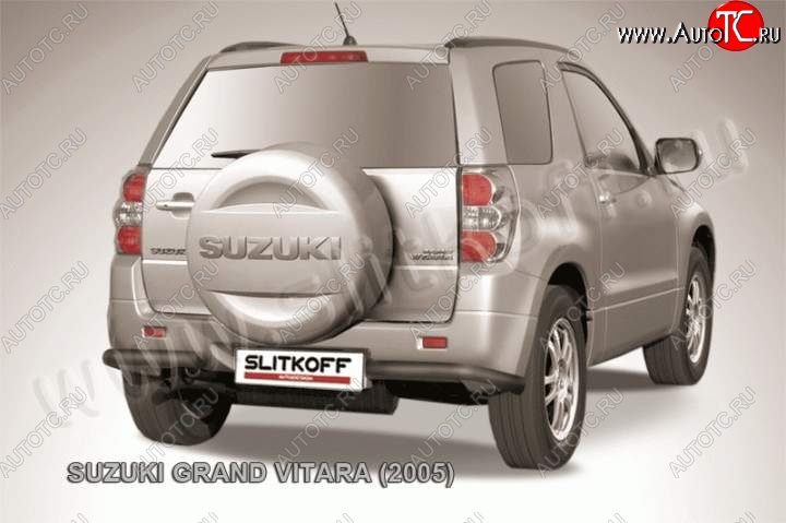 4 999 р. Защита заднего бампера (уголки d57) Slitkoff  Suzuki Grand Vitara  JT 3 двери (2005-2008) дорестайлинг (Цвет: серебристый)  с доставкой в г. Йошкар-Ола