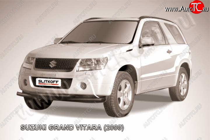 8 199 р. Защита переднего бампер Slitkoff  Suzuki Grand Vitara  JT 3 двери (2005-2008) дорестайлинг (Цвет: серебристый)  с доставкой в г. Йошкар-Ола