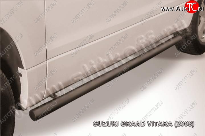 10 599 р. Защита порогов Slitkoff Suzuki Grand Vitara JT 3 двери дорестайлинг (2005-2008) (Цвет: серебристый)  с доставкой в г. Йошкар-Ола