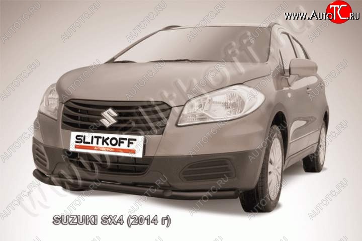 10 499 р. Защита переднего бампер Slitkoff Suzuki SX4 JYB, JYA хэтчбэк дорестайлинг (2013-2016) (Цвет: серебристый)  с доставкой в г. Йошкар-Ола