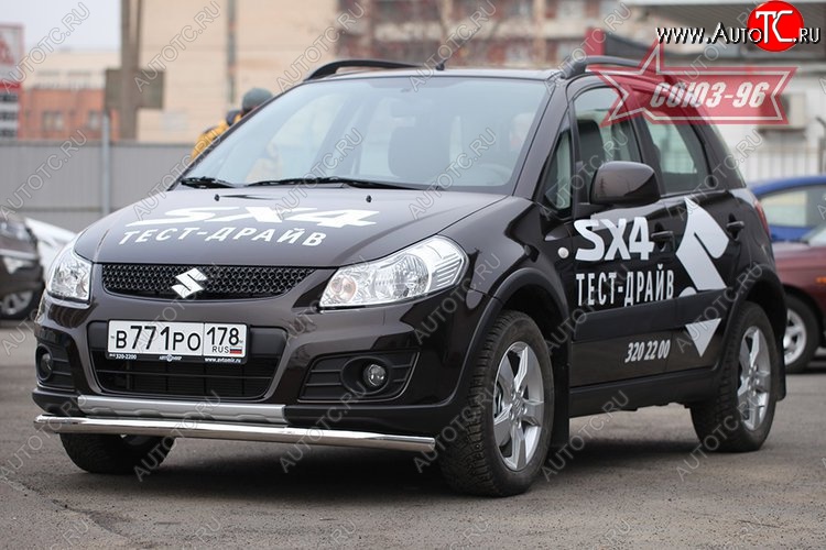 9 404 р. Защита переднего бампера одинарная Souz-96 (d60). Suzuki SX4 JYB, JYA хэтчбэк дорестайлинг (2013-2016)  с доставкой в г. Йошкар-Ола