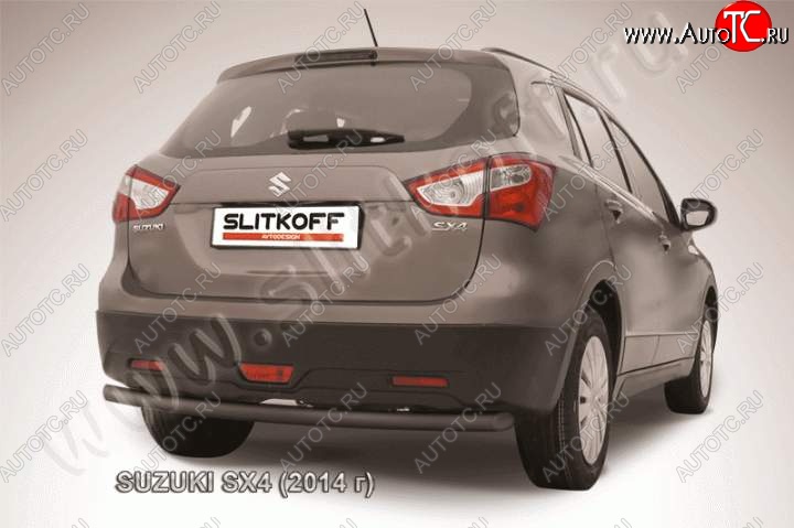 8 449 р. Защита задняя Slitkoff Suzuki SX4 JYB, JYA хэтчбэк дорестайлинг (2013-2016) (Цвет: серебристый)  с доставкой в г. Йошкар-Ола