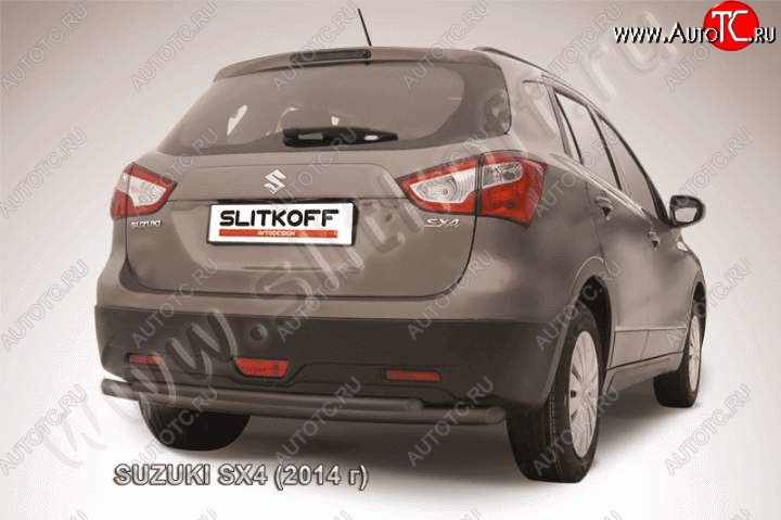 8 999 р. Защита задняя Slitkoff Suzuki SX4 JYB, JYA хэтчбэк дорестайлинг (2013-2016) (Цвет: серебристый)  с доставкой в г. Йошкар-Ола