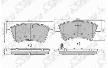1 199 р. Комплект передних тормозных колодок SAT Suzuki SX4 GYC21S дорестайлинг седан (2006-2012)  с доставкой в г. Йошкар-Ола. Увеличить фотографию 1