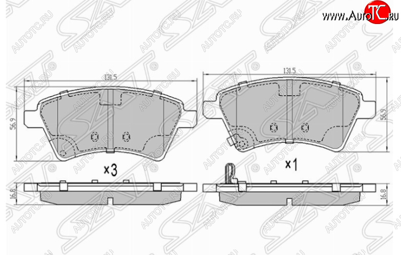 1 199 р. Комплект передних тормозных колодок SAT Suzuki SX4 GYC21S дорестайлинг седан (2006-2012)  с доставкой в г. Йошкар-Ола