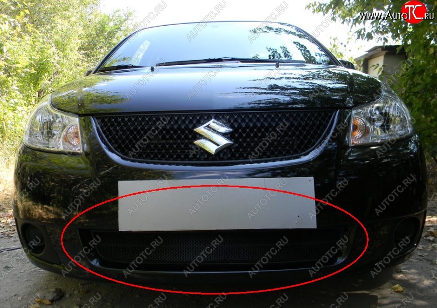 1 469 р. Защитная решётка в воздуховод автомобиля (седан) Russtal (черная) Suzuki SX4 GYA,GYB  рестайлинг, хэтчбэк (2010-2016)  с доставкой в г. Йошкар-Ола