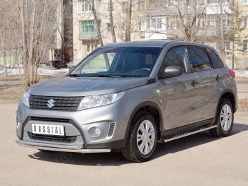 16 949 р. Защита переднего бампера (2 трубыØ42 мм, нержавейка) SLITKOFF  Suzuki Vitara  LY (2015-2019) дорестайлинг  с доставкой в г. Йошкар-Ола. Увеличить фотографию 3