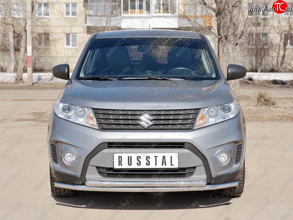 16 949 р. Защита переднего бампера (2 трубыØ42 мм, нержавейка) SLITKOFF  Suzuki Vitara  LY (2015-2019) дорестайлинг  с доставкой в г. Йошкар-Ола