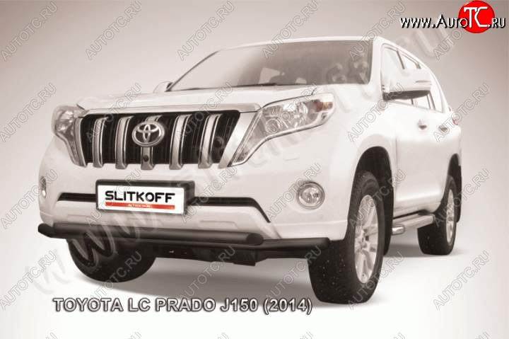 12 999 р. Защита переднего бампер Slitkoff  Toyota Land Cruiser Prado  J150 (2013-2017) 1-ый рестайлинг (Цвет: серебристый)  с доставкой в г. Йошкар-Ола