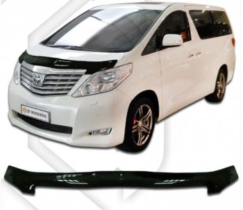 2 099 р. Дефлектор капота CA-Plastiс  Toyota Alphard  H20 (2008-2011) дорестайлинг (серия Classic черный, Без надписи)  с доставкой в г. Йошкар-Ола. Увеличить фотографию 2