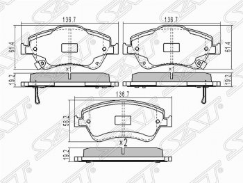 1 279 р. Колодки тормозные (передние) SAT  Toyota Auris  E150 - Corolla  E150  с доставкой в г. Йошкар-Ола. Увеличить фотографию 1