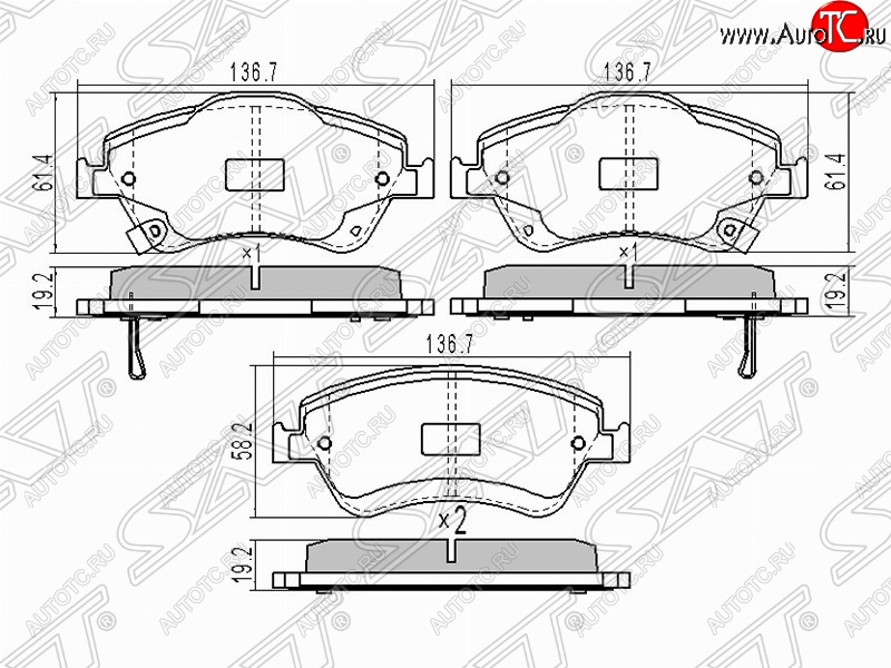 1 459 р. Колодки тормозные (передние) SAT Toyota Auris E150 хэтчбэк 5 дв. дорестайлинг (2006-2010)  с доставкой в г. Йошкар-Ола