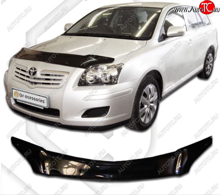 2 059 р. Дефлектор капота CA-Plastiс  Toyota Avensis  T250 универсал (2003-2006) дорестайлинг (Classic черный, Без надписи)  с доставкой в г. Йошкар-Ола