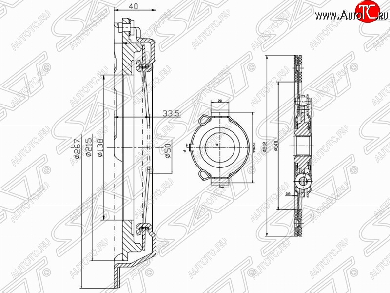 6 199 р. Комплект сцепления (1.6, 1.8, 4AFE, 7AFE, 1ZZ-FE) SAT Toyota Avensis T250 универсал рестайлинг (2006-2008)  с доставкой в г. Йошкар-Ола