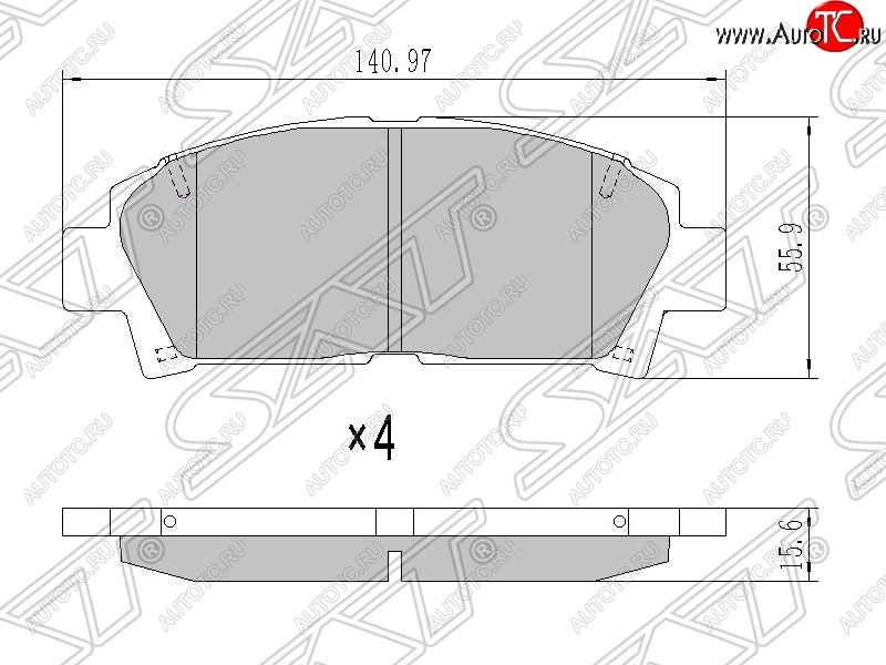 1 539 р. Колодки тормозные SAT (передние)  Toyota Avensis  T220 седан - Carina ( T190,  Е210)  с доставкой в г. Йошкар-Ола