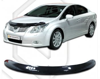 2 199 р. Дефлектор капота CA-Plastiс  Toyota Avensis ( T270 седан,  T270 универсал) (2008-2015) дорестайлинг, дорестайлинг, 1-ый рестайлинг, 1-ый рестайлинг (Classic черный, Без надписи)  с доставкой в г. Йошкар-Ола. Увеличить фотографию 1