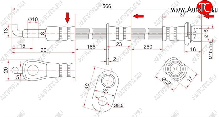 699 р. Тормозной шланг SAT (левый/правый)  Toyota bB  1 - WILL  с доставкой в г. Йошкар-Ола