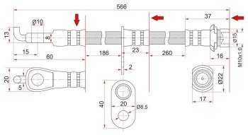 Тормозной шланг SAT (передний) Toyota Platz (1999-2002)