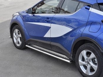 30 649 р. Пороги труба 120х60 Russtal (овал с проступью) Toyota C-HR NGX10, ZGX10 дорестайлинг (2016-2019)  с доставкой в г. Йошкар-Ола. Увеличить фотографию 3