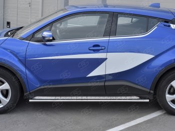 20 749 р. Пороги труба 75х42 Russtal (овал с проступью) Toyota C-HR NGX10, ZGX10 дорестайлинг (2016-2019)  с доставкой в г. Йошкар-Ола. Увеличить фотографию 2