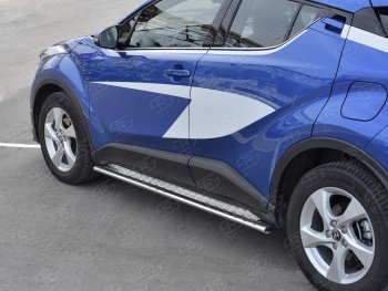 20 749 р. Пороги труба 75х42 Russtal (овал с проступью) Toyota C-HR NGX10, ZGX10 дорестайлинг (2016-2019)  с доставкой в г. Йошкар-Ола. Увеличить фотографию 3