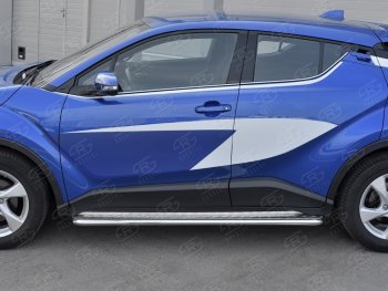 20 749 р. Пороги труба d42 с листом Russtal Toyota C-HR NGX10, ZGX10 дорестайлинг (2016-2019) (Лист алюм, проф. нерж)  с доставкой в г. Йошкар-Ола. Увеличить фотографию 2