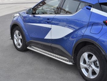 20 749 р. Пороги труба d42 с листом Russtal Toyota C-HR NGX10, ZGX10 дорестайлинг (2016-2019) (Лист алюм, проф. нерж)  с доставкой в г. Йошкар-Ола. Увеличить фотографию 3