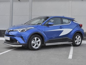 15 399 р. Защита переднего бампера (Ø63 мм, нержавейка) SLITKOFF  Toyota C-HR  NGX10, ZGX10 (2016-2019) дорестайлинг  с доставкой в г. Йошкар-Ола. Увеличить фотографию 2