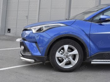 17 699 р. Защита переднего бампера (2 трубы Ø63 и 42 мм, нержавейка) SLITKOFF  Toyota C-HR  NGX10, ZGX10 (2016-2019) дорестайлинг  с доставкой в г. Йошкар-Ола. Увеличить фотографию 3