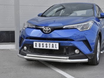 17 699 р. Защита переднего бампера (2 трубы Ø63 и 42 мм, нержавейка) SLITKOFF  Toyota C-HR  NGX10, ZGX10 (2016-2019) дорестайлинг  с доставкой в г. Йошкар-Ола. Увеличить фотографию 4