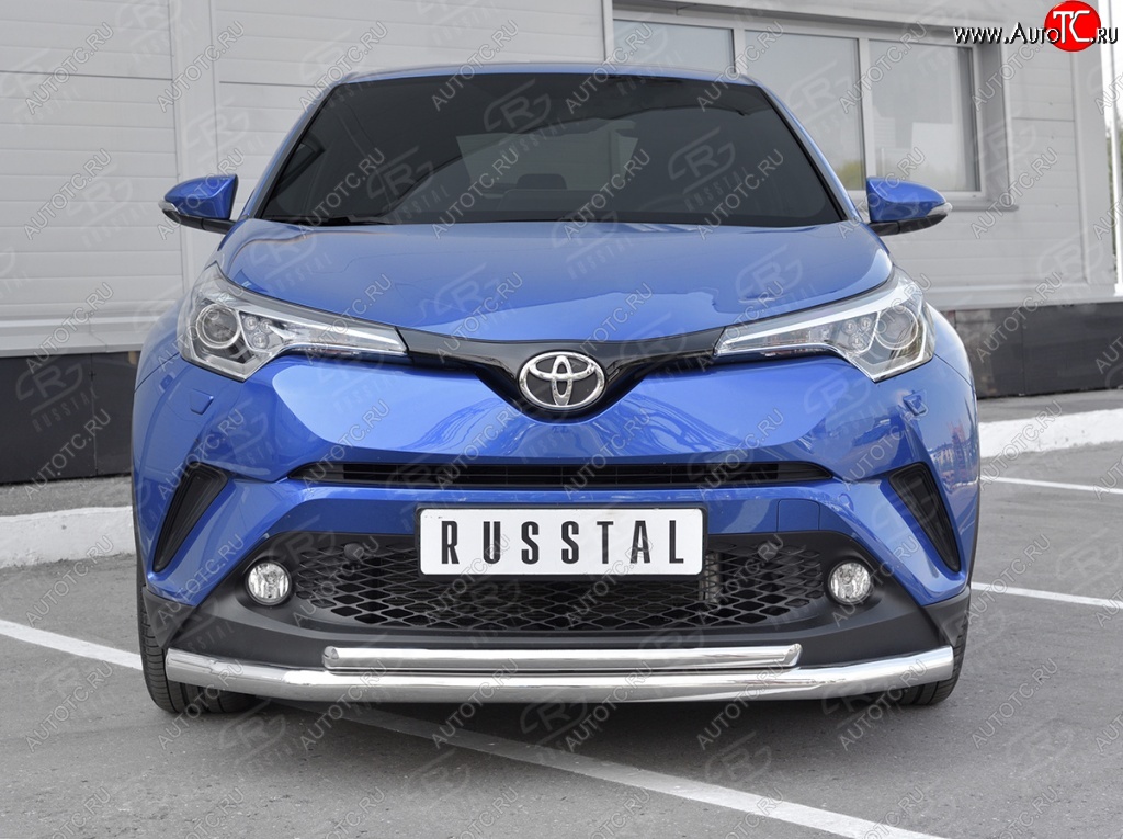 17 699 р. Защита переднего бампера (2 трубы Ø63 и 42 мм, нержавейка) SLITKOFF  Toyota C-HR  NGX10, ZGX10 (2016-2019) дорестайлинг  с доставкой в г. Йошкар-Ола