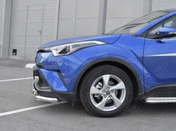 23 549 р. Защита переднего бампера (Ø63 мм с клыками, нержавейка) SLITKOFF Toyota C-HR NGX10, ZGX10 дорестайлинг (2016-2019)  с доставкой в г. Йошкар-Ола. Увеличить фотографию 3