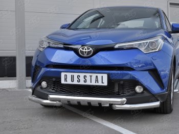 23 549 р. Защита переднего бампера (Ø63 мм с клыками, нержавейка) SLITKOFF Toyota C-HR NGX10, ZGX10 дорестайлинг (2016-2019)  с доставкой в г. Йошкар-Ола. Увеличить фотографию 4